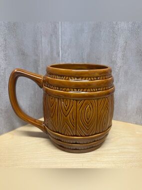 Cracker Barrel Coffee Mug Brown 3D Barrel Oversized Cup